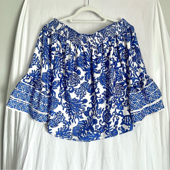 LILLY PULITZER | Kaori Off-Shoulder Bohemian Blouse Sz S - Picture 6 of 7